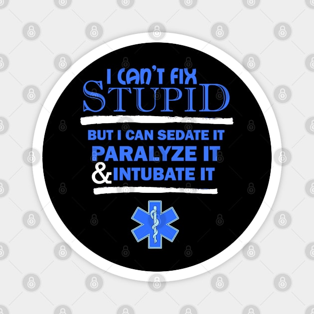 Can't Fix Stupid Emergency Medical Services Gift Print EMS Print Magnet by Linco